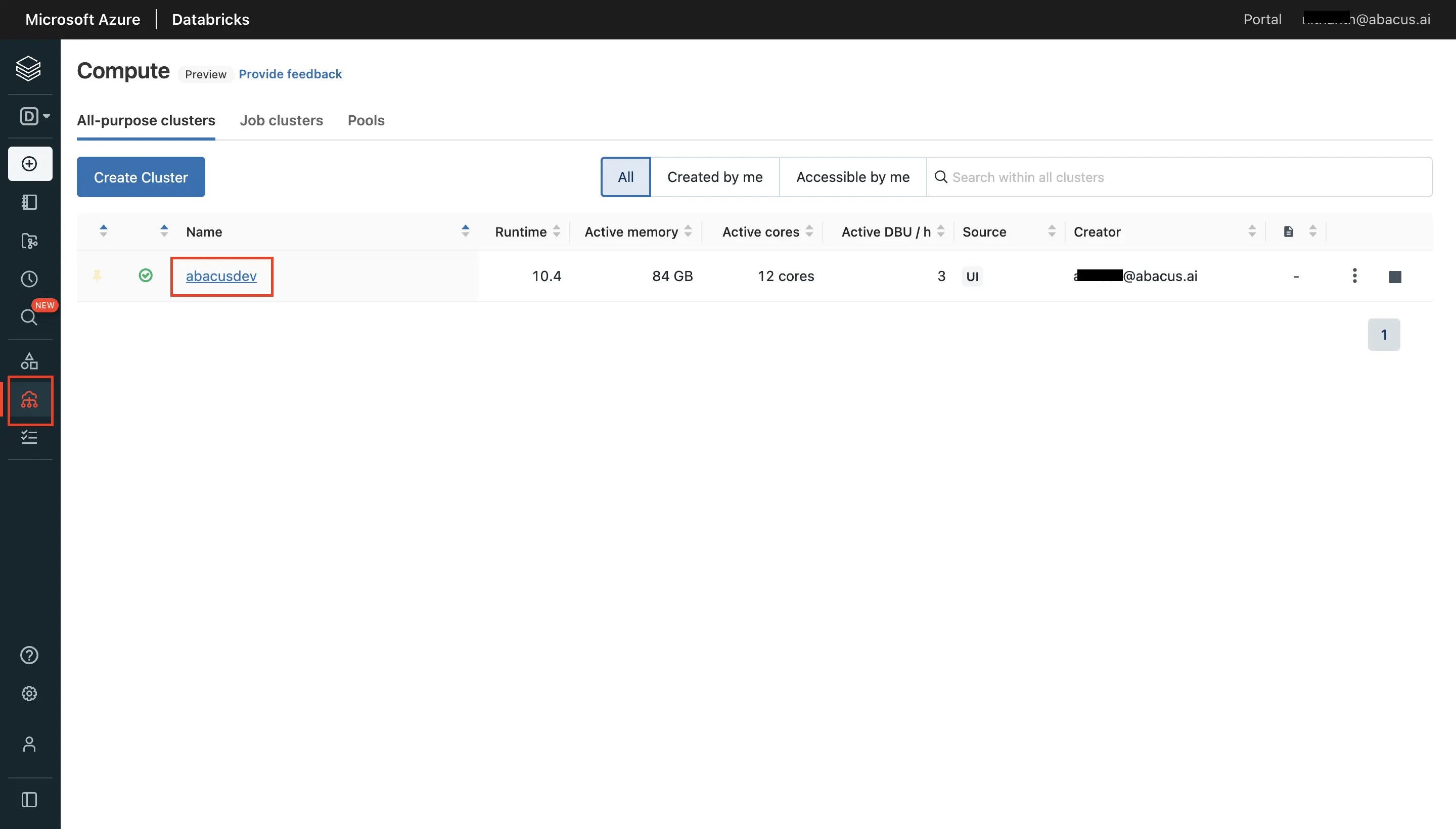 Databricks Compute Tab Advanced Options