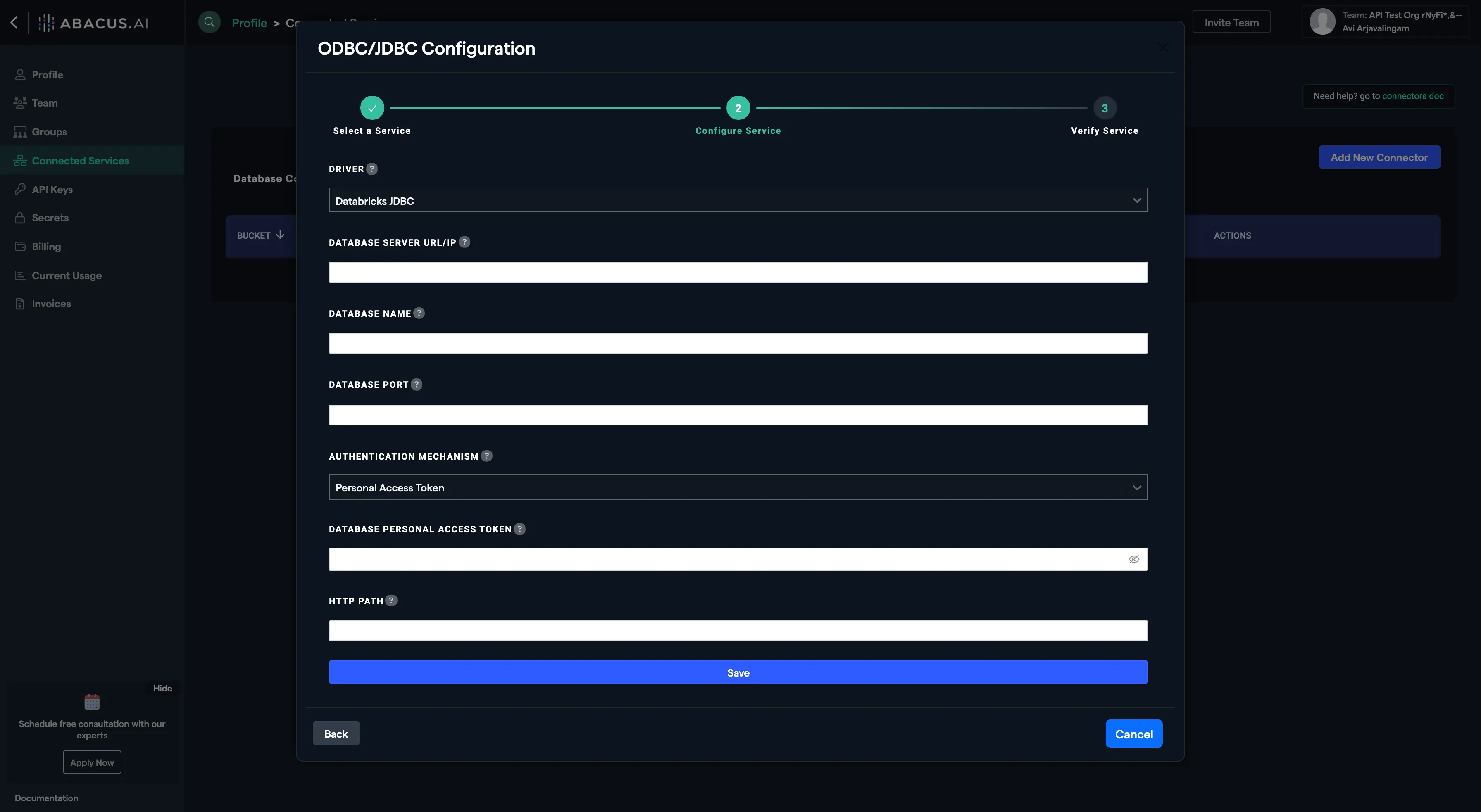 Fill Databricks JDBC Connector Configuration