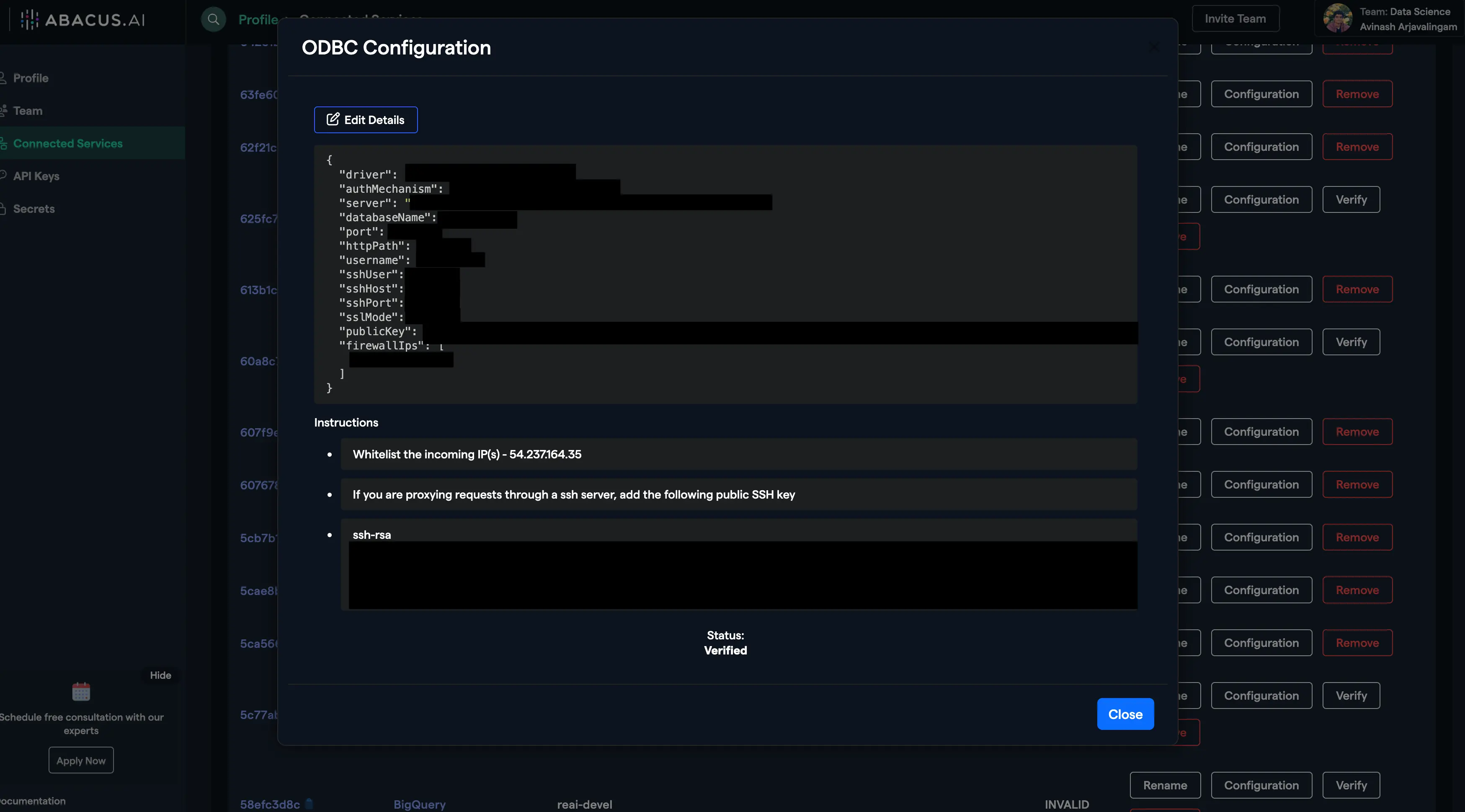 Verify Redshift ODBC Connector