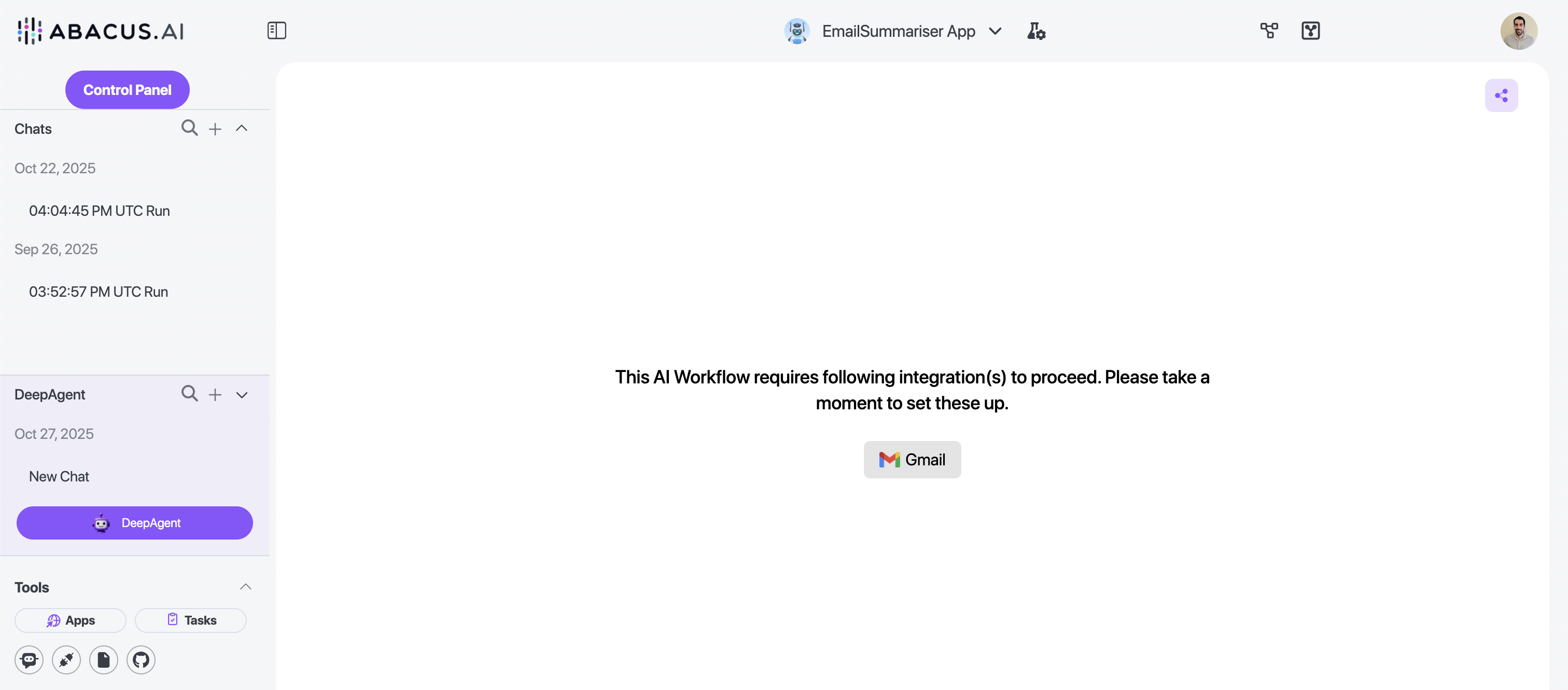 Autonomous Workflow Screen 1