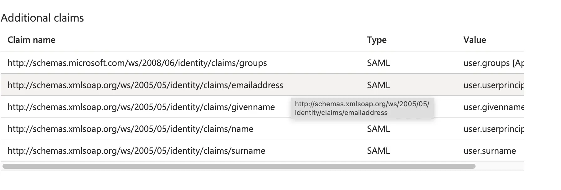 Entra SAML Attributes Setting