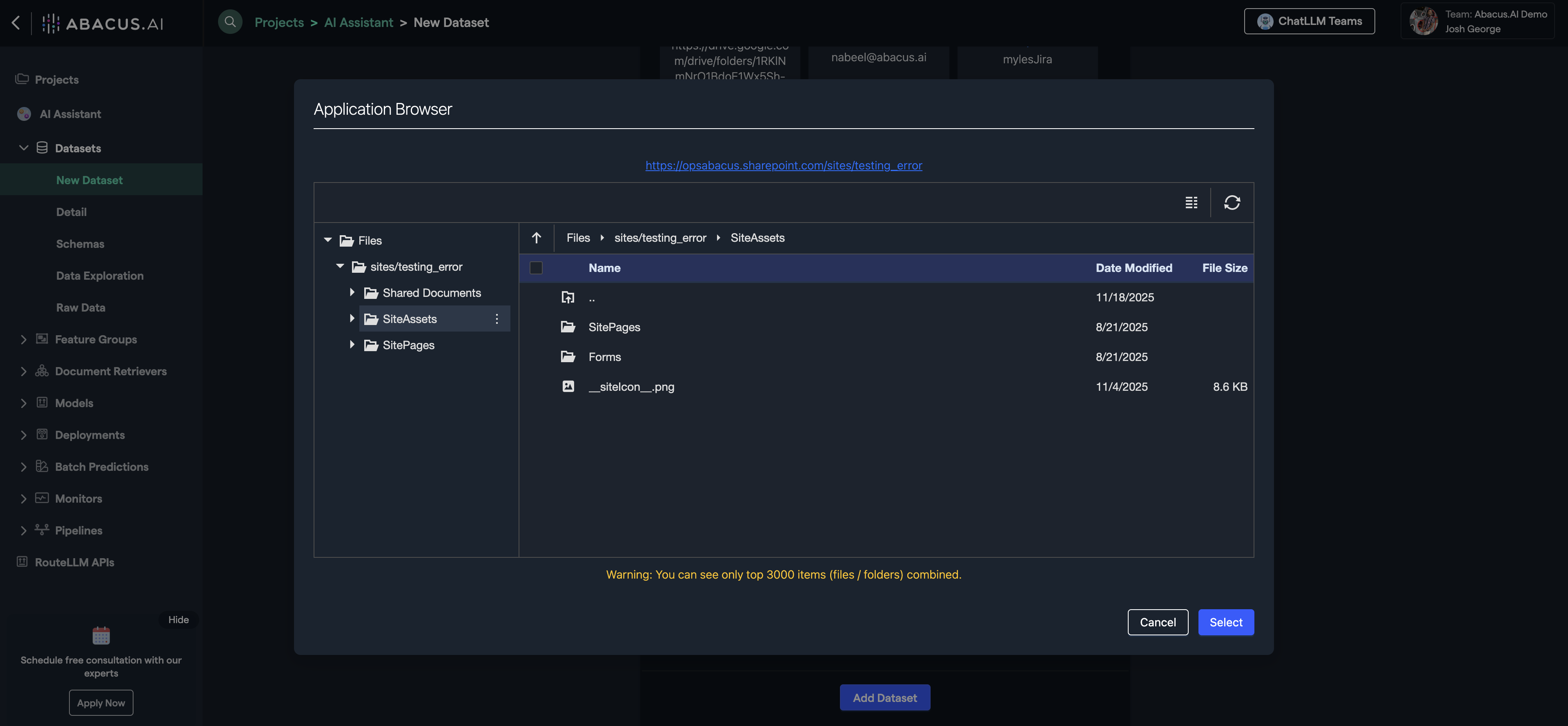 ChatLLM connector file browse