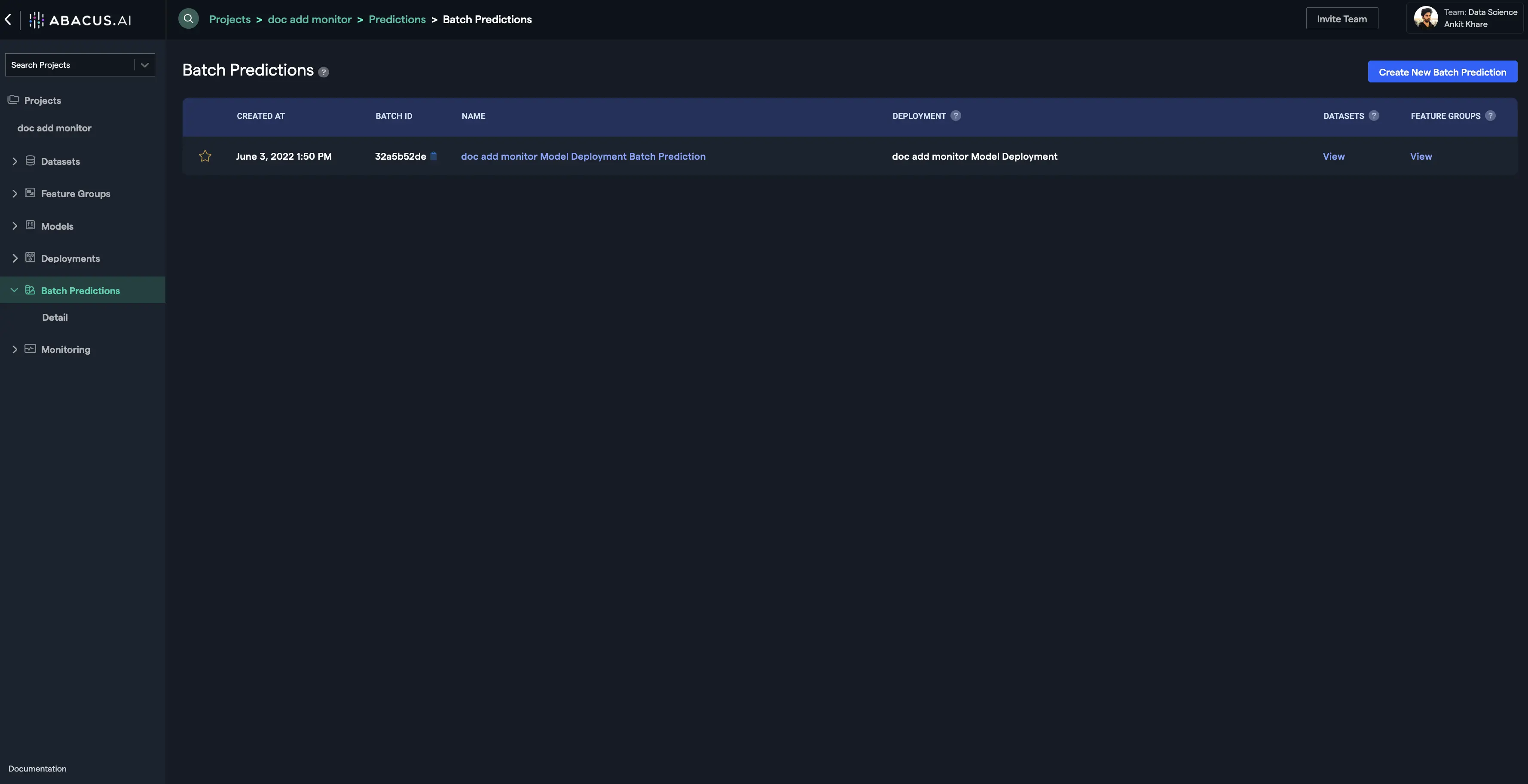 Create Batch Prediction