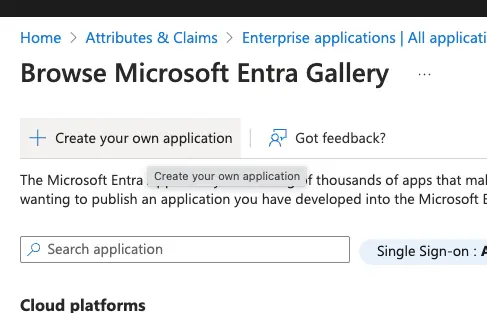 Entra SAML Create app