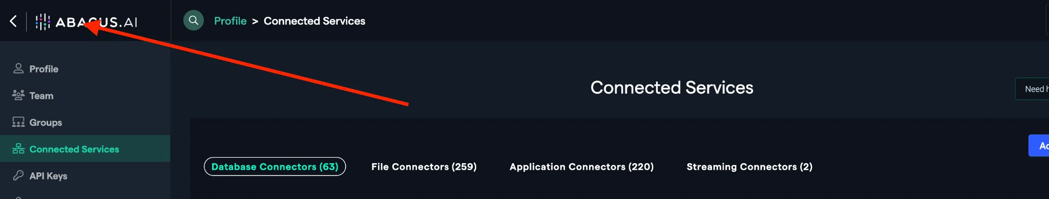 Navigation to projects page