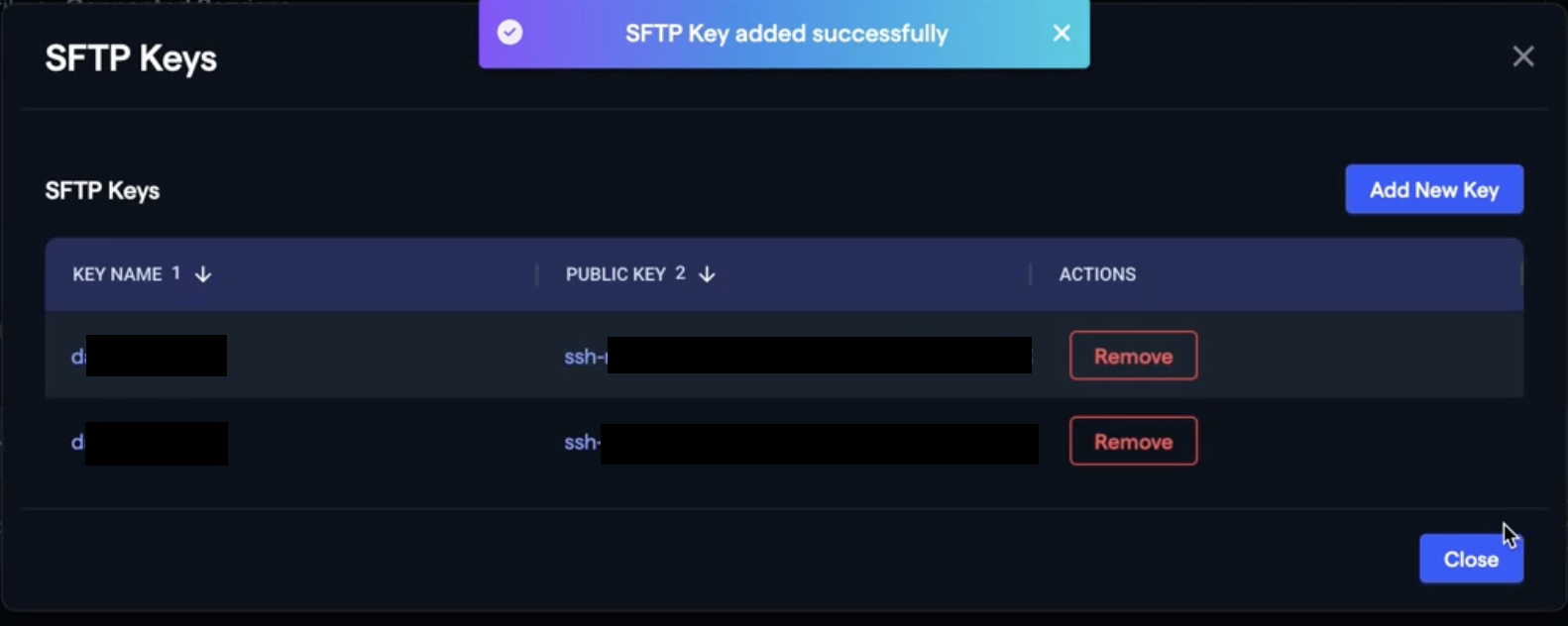 SFTP Add Key