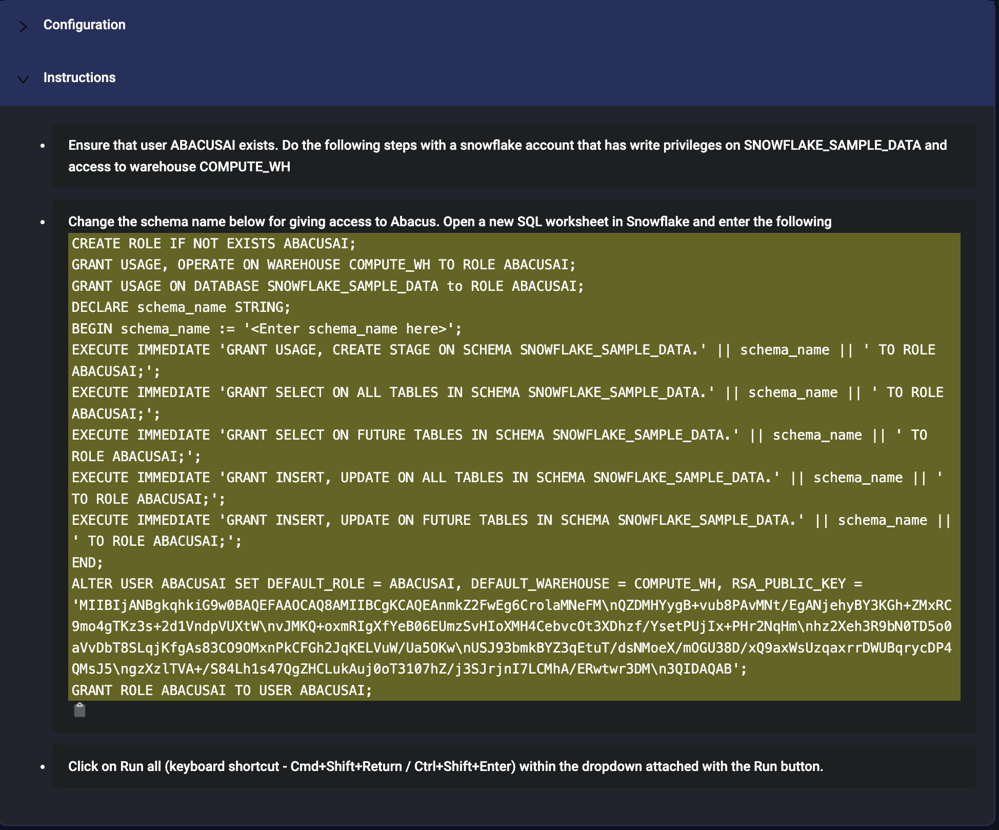 Snowflake Instructions