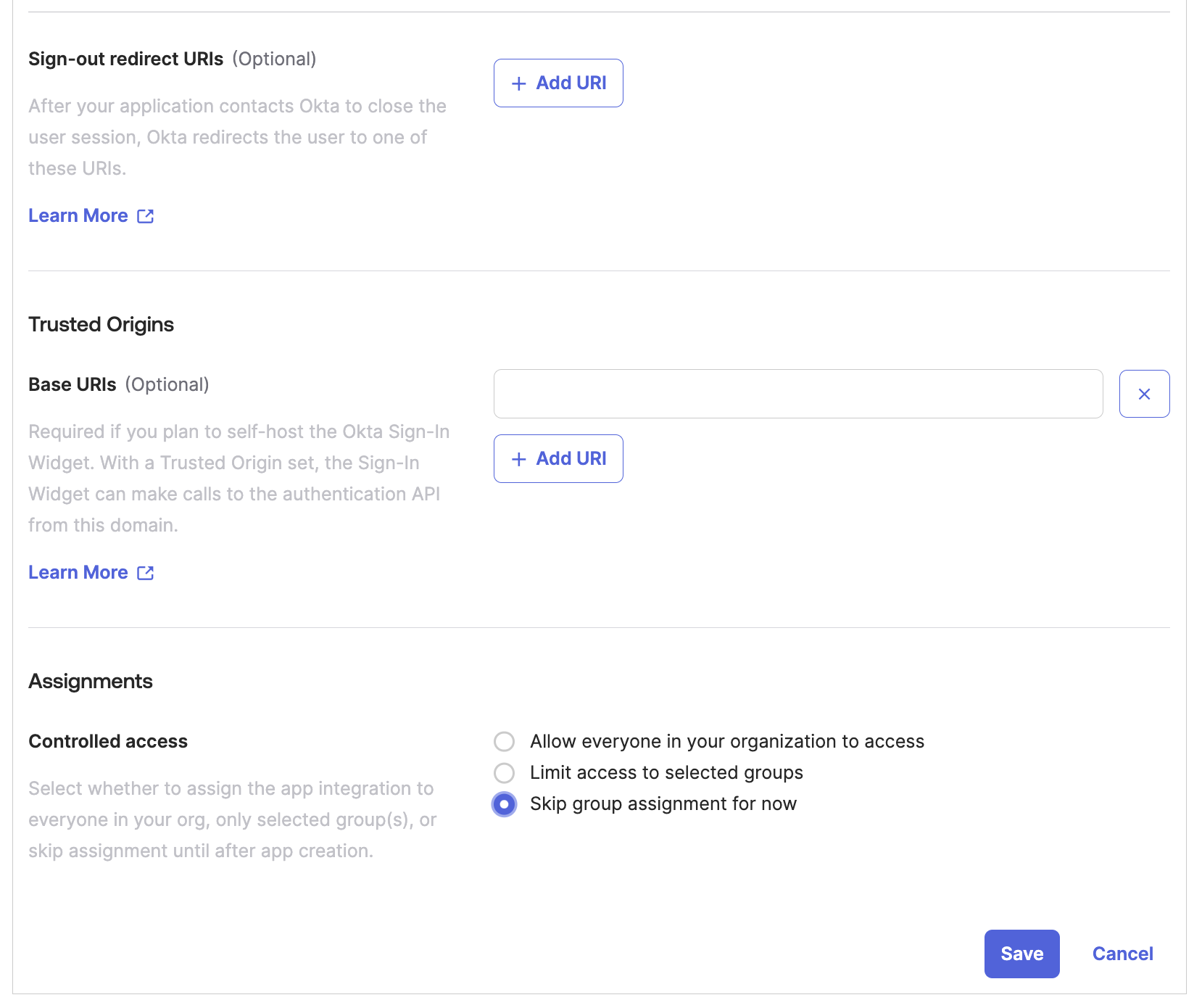 Additional Okta Configurations