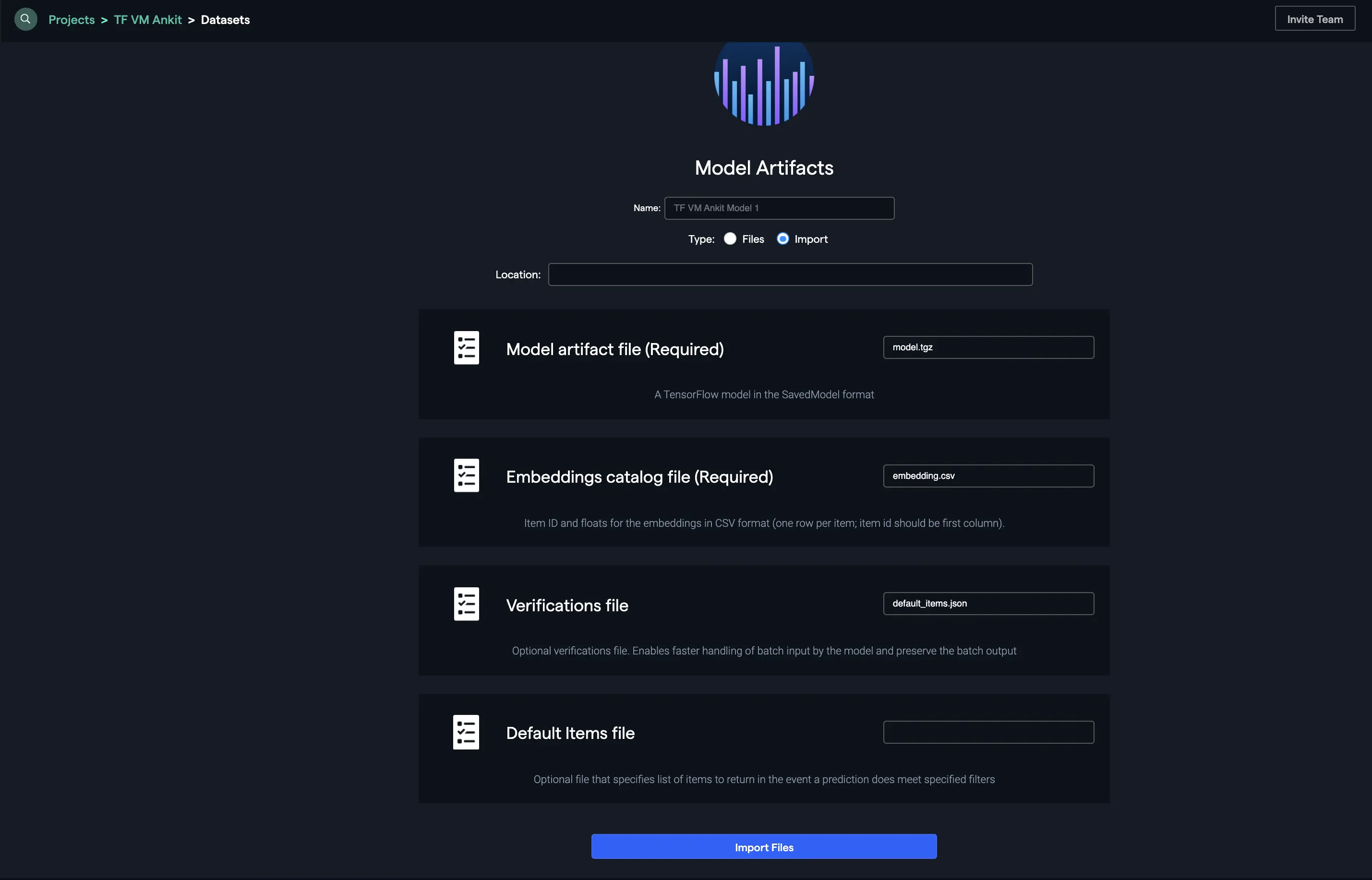 Artifacts Upload UI - upload from bucket