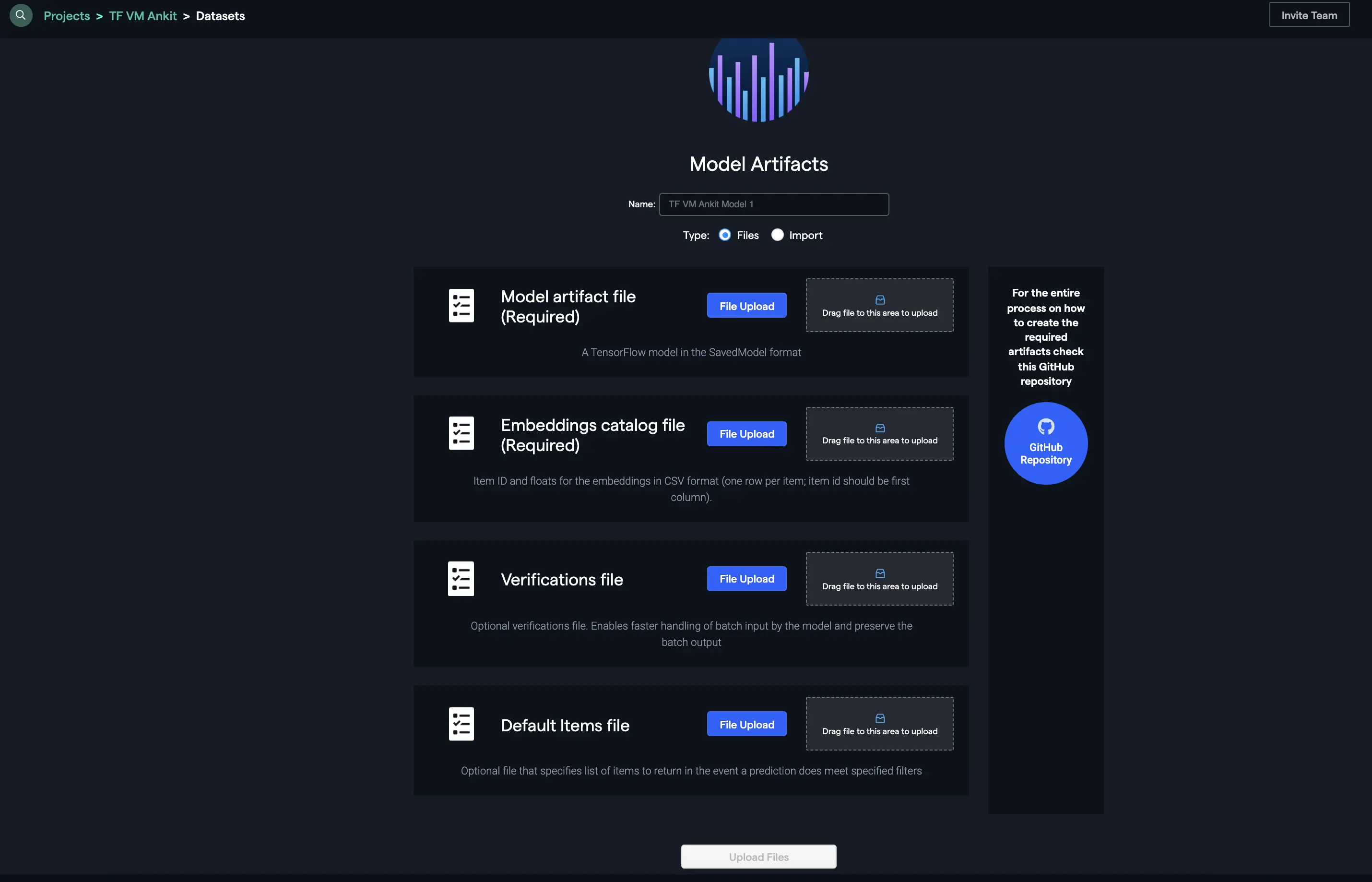 Artifacts Upload UI - upload from file