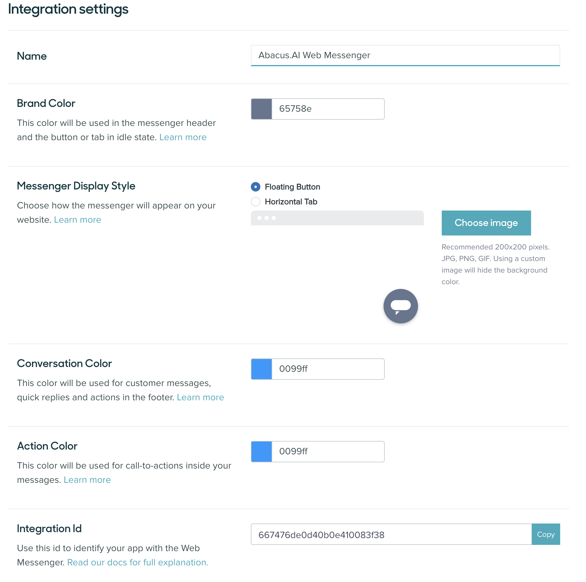 Web Messenger Configuration